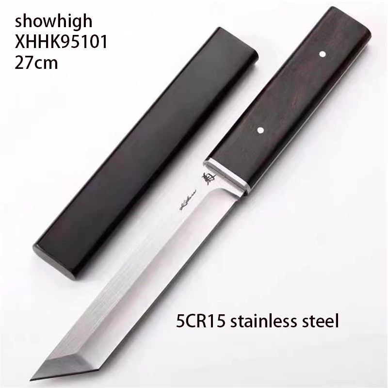 high quality 5cr15 stainless steel knife with wood scabbard and handle XHHK95101