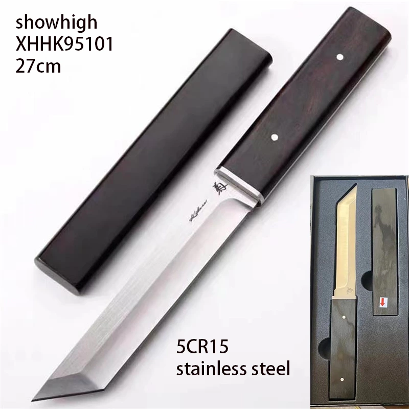 high quality 5cr15 stainless steel knife with wood scabbard and handle XHHK95101