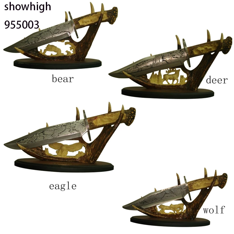 decorative knife with resin handle and holder   955003