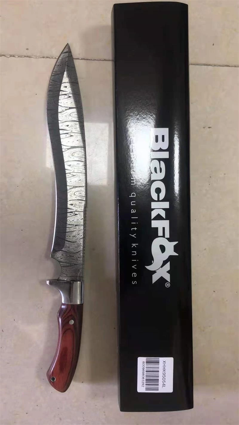 damascus pattern stainless steel hunting knife with wood handle 95061