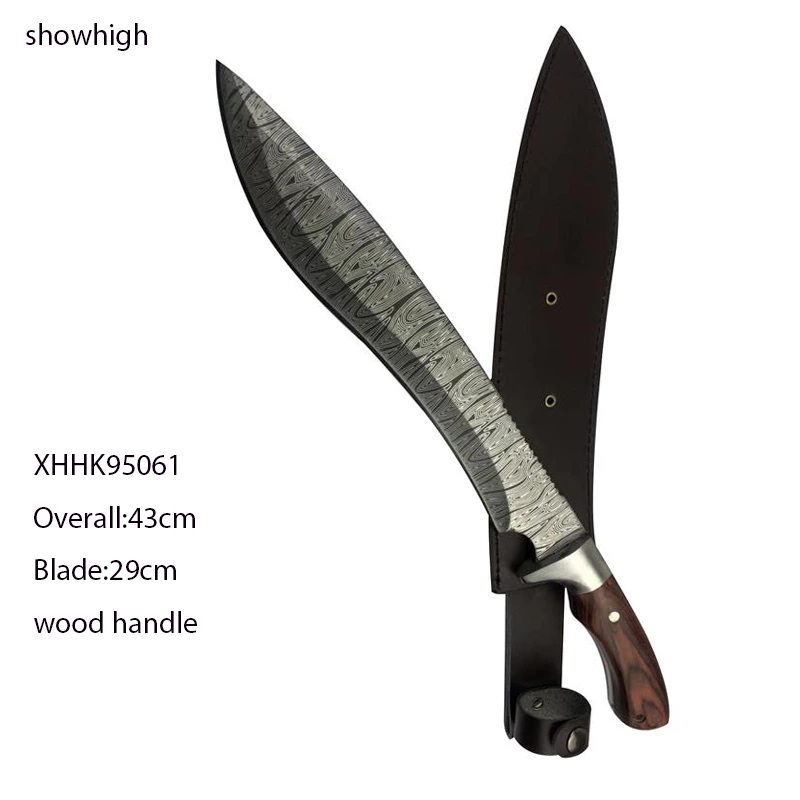 damascus pattern stainless steel hunting knife with wood handle 95061