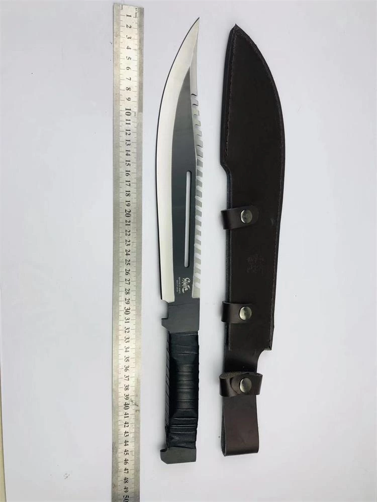 hunting knife with leather wrapping handle 95068