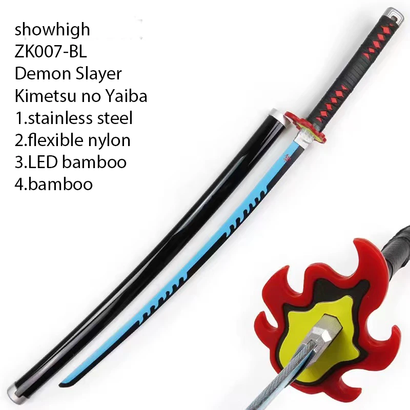 Demon slayer Kimetsu no Yaiba stainless steel flexible nylon Led bamboo sword ZK007