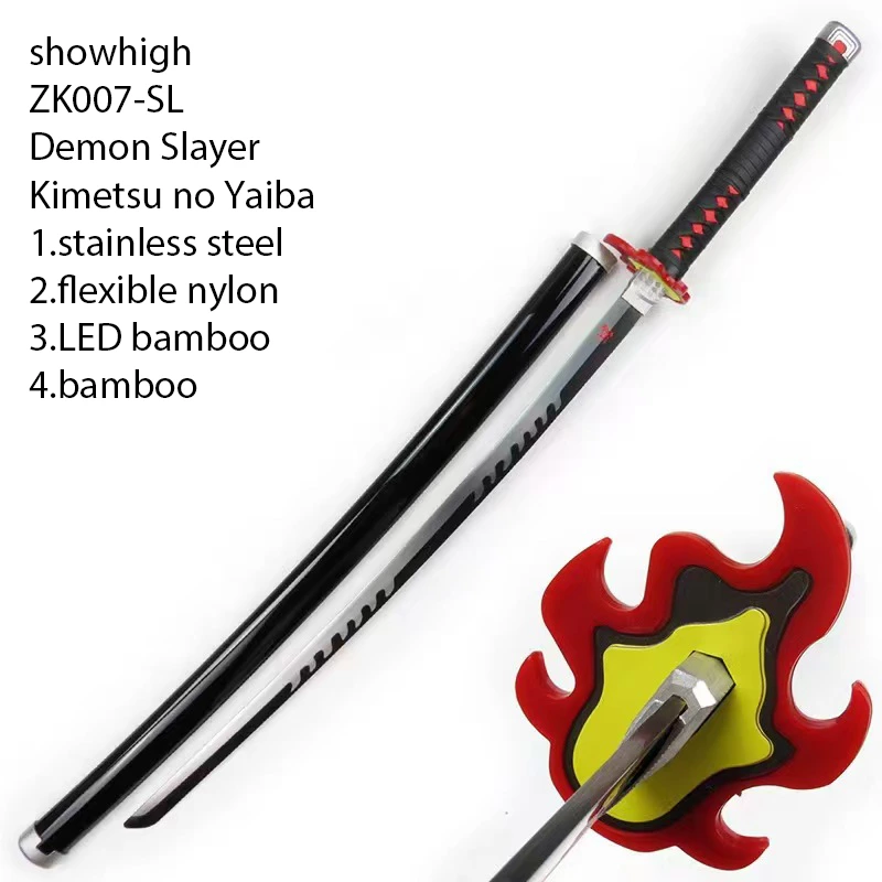 Demon slayer Kimetsu no Yaiba stainless steel flexible nylon Led bamboo sword ZK007