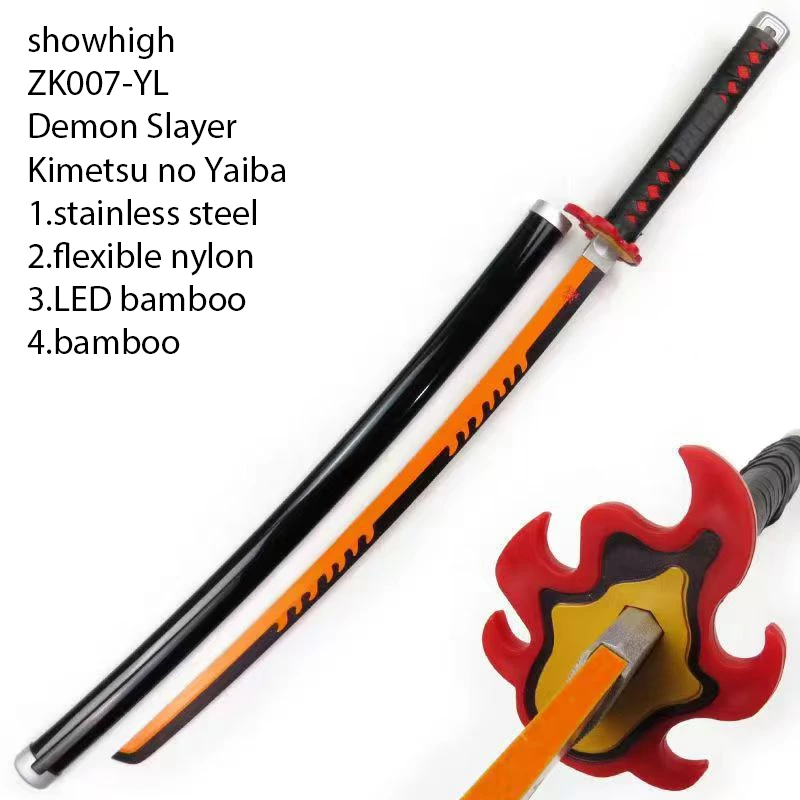 Demon slayer Kimetsu no Yaiba stainless steel flexible nylon Led bamboo sword ZK007