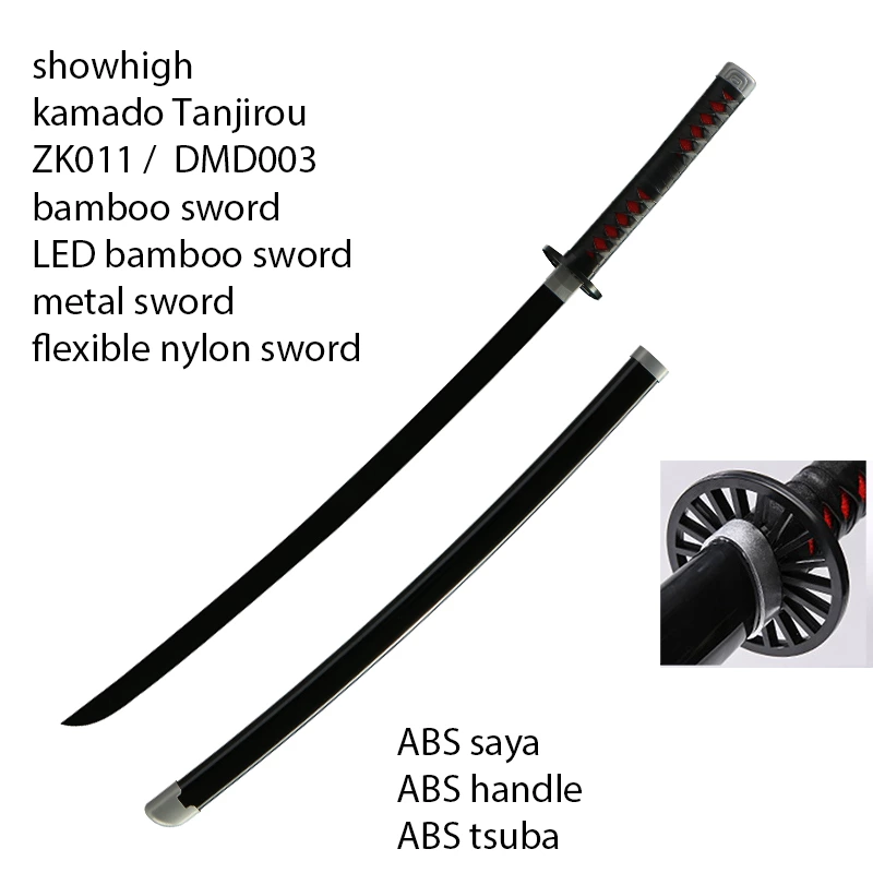 Demon slayer kamado tanjirou stainless steel flexible nylon Led bamboo sword ZK011