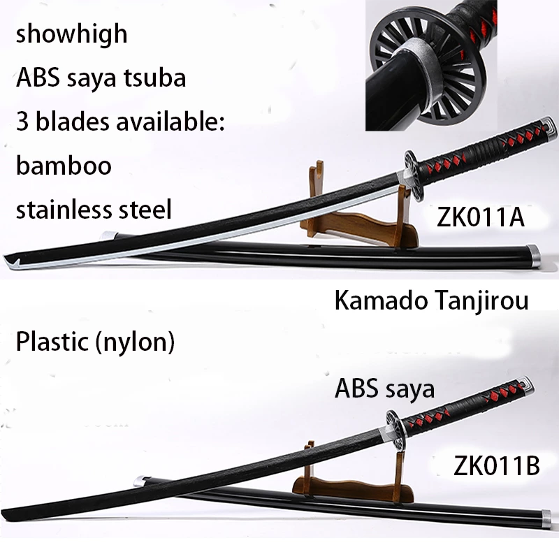 Demon slayer kamado tanjirou stainless steel flexible nylon Led bamboo sword ZK011