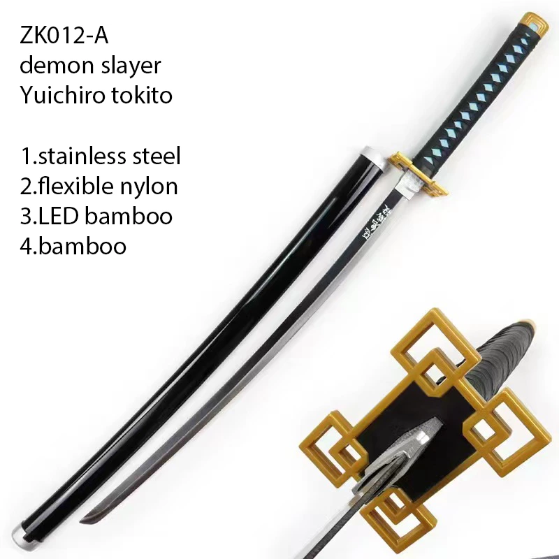 Demon slayer Yuichiro tokito  stainless steel flexible nylon Led bamboo sword ZK012