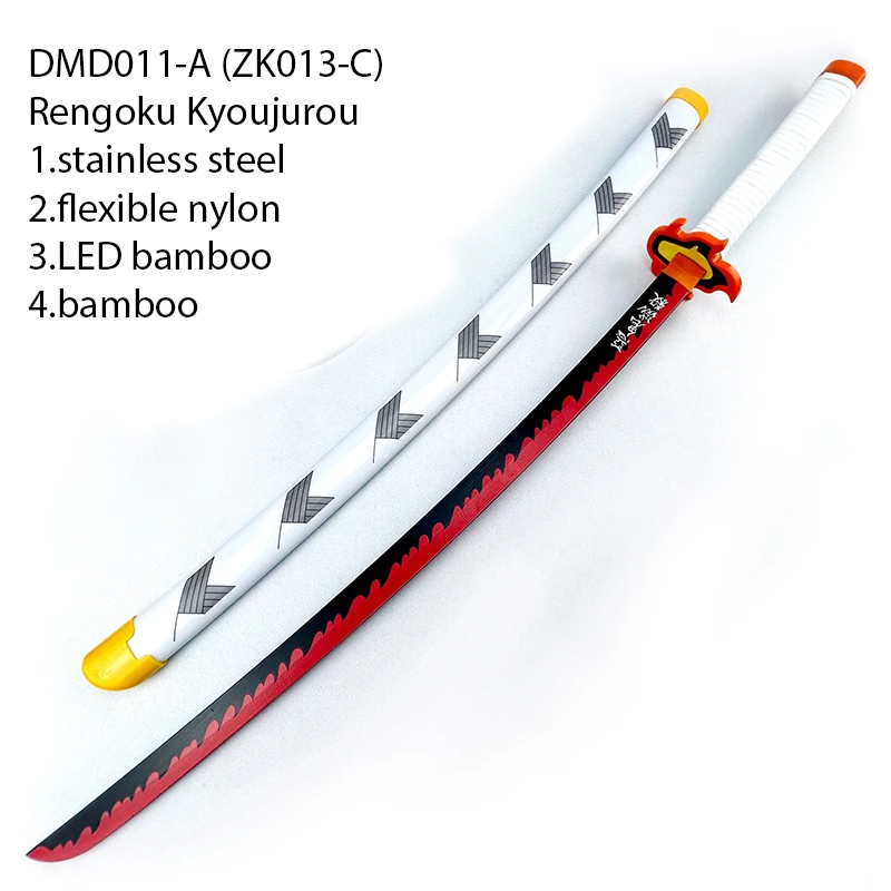 Demon slayer rengoku  stainless steel flexible nylon Led bamboo sword ZK013